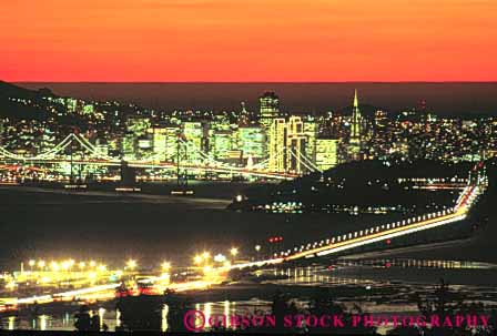 Stock Photo #7840: keywords -  america american architecture bay bridge building buildings business california center cities city cityscape cityscapes dark downtown dusk evening francisco horz lighting lights modern new night office offices san skyline skylines sunset sunsets urban us usa