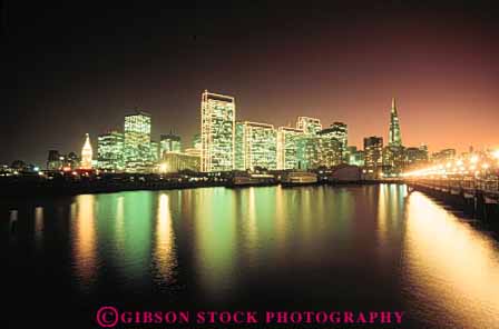 Stock Photo #7841: keywords -  america american architecture bay bright building buildings business california center cities city cityscape cityscapes dark downtown dusk evening francisco horz lighting lights modern new night office offices reflect reflecting reflection reflects san skyline skylines sunset urban us usa
