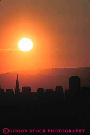 Stock Photo #7843: keywords -  america american architecture building buildings california center cities city cityscape cityscapes dawn downtown dusk evening francisco modern new orange san silhouette skyline skylines sun urban us usa vert