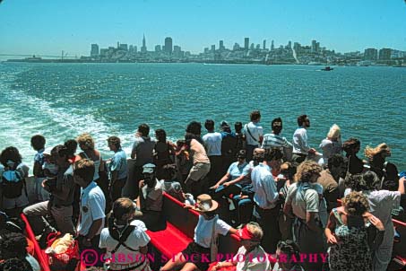 Stock Photo #10663: keywords -  angle bay boat boats california crowd crowded crowds ferris ferry francisco horz island passenger passengers people san ship shipping ships skyline skylines transportation water