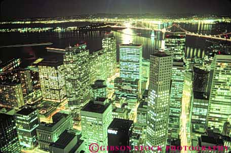 Stock Photo #10667: keywords -  bright buildings california center cities city cityscape cityscapes dark downtown downward elevate elevated francisco horz lighting lights night office san skyline skylines urban view