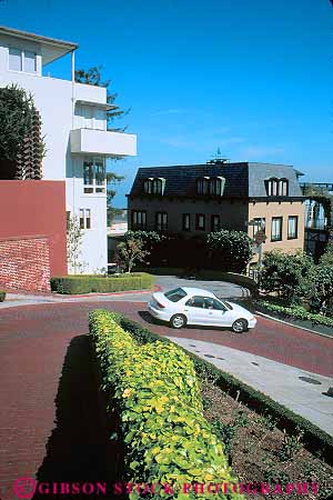 Stock Photo #11287: keywords -  attraction california car crooked curve curves curvy downhill francisco hill landmark lombard road san street tourist turn vert