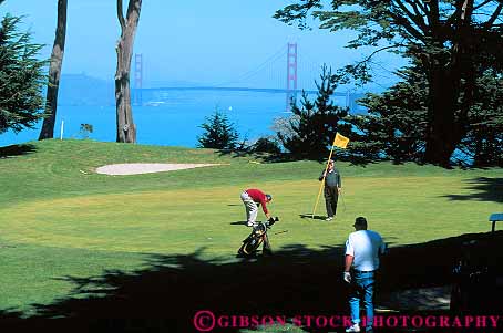 Stock Photo #11486: keywords -  bridge california course francisco gate golden golf golfer golfers golfing green hole horz lincoln men park recreation san sport sports
