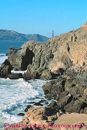 Stock Photo #10719: keywords - attraction california caution cliff cliffs close coast danger dangerous dangerously end explore exploring francisco hike hiker hikers hiking house lands near people risk risky rock rocks san shore steep surf tourist vert