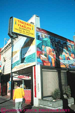 Stock Photo #10766: keywords -  bilingual business california community district ethnic francisco fronts hispanic mexican mission neighborhood neighborhoods san sign signs spanish store stores street vert