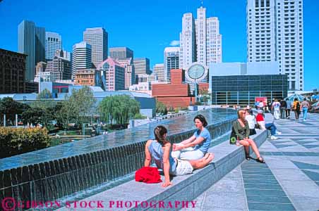 Stock Photo #10775: keywords - architecture buena buildings california center chat chating cities city cityscape cityscapes design downtown francisco friend friends gardens horz modern municipal new open park parks people plaza plazas public relax relaxed relaxing renewal san skyline skylines space style summer talk talking urban women yerba