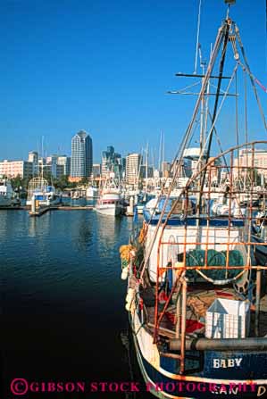 Stock Photo #7788: keywords - america american architecture boat boats building buildings business california center cities city cityscape cityscapes diego downtown fishing harbor harbors high marina marinas modern new office rise san skyline skylines urban usa vert