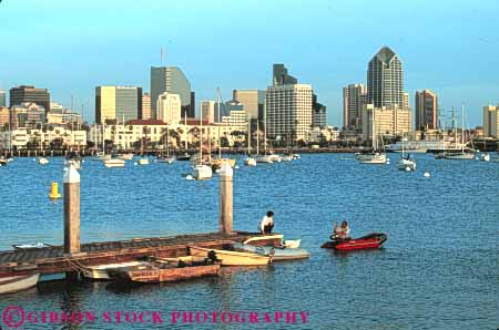 Stock Photo #7792: keywords -  america american architecture boat boats building buildings business california center cities city cityscape cityscapes diego dock docks downtown high horz modern new office people rise san skyline skylines urban usa