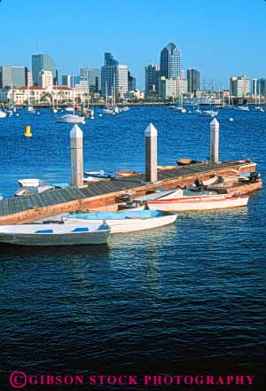 Stock Photo #7793: keywords -  america american architecture boat boats building buildings business california center cities city cityscape cityscapes diego dock downtown harbors high modern new office rise san skyline skylines urban usa vert