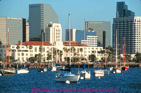 Stock Photo #7794: keywords -  america american architecture boat boats building buildings business california center cities city cityscape cityscapes diego downtown harbor harbors high horz marina marinas modern new office rise san skyline skylines urban usa