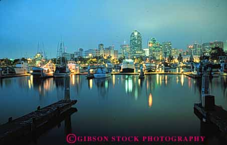 Stock Photo #7799: keywords -  america american architecture boat boats building buildings business california center cities city cityscape cityscapes dark diego downtown evening fishing harbor harbors high horz lighting lights marina marinas modern new night office rise san skyline skylines urban usa water