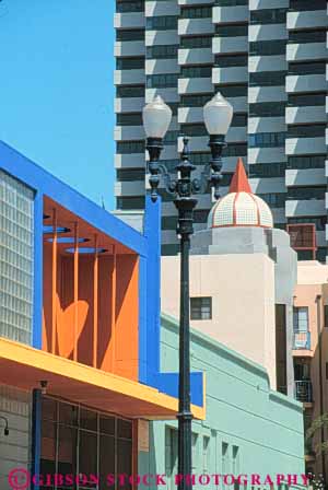 Stock Photo #9343: keywords -  architecture building buildings california center cities city contrast contrasting design designs diego different downtown mixed san style styles urban vert