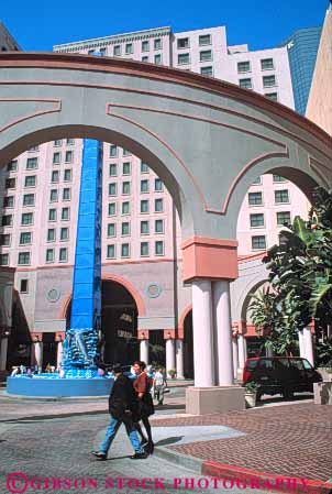 Stock Photo #9344: keywords -  arch arches architecture building buildings california center cities city diego doubletree downtown hotel hotels modern san urban vert