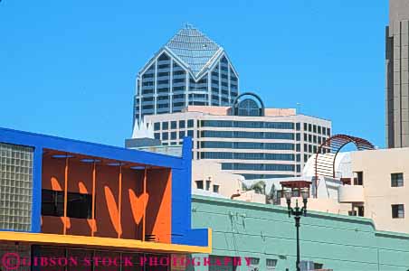 Stock Photo #9345: keywords - architecture building buildings california center cities city contrast contrasting design designs diego different downtown horz mixed san style styles urban