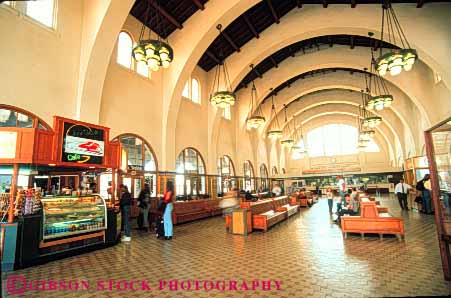 Stock Photo #9346: keywords -  amtrak arch arches building california center cities city diego downtown horz interior lobby passenger railroad railroads san station train trains urban