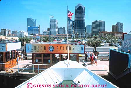 Stock Photo #9354: keywords -  bay boat boats bow california city cityscape cityscapes diego dock docks downtown horz san skyline skylines tour urban waterfront