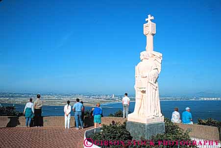 Stock Photo #9357: keywords - cabrillo california city commemorate commemorates commemorating diego horz monument national people san statue statues stone view