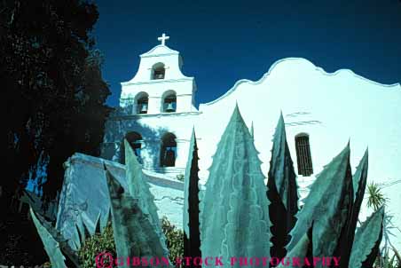 Stock Photo #9374: keywords - adobe agave architecture building buildings cactus california chapel chapels church churches diego fathers franciscan historic horz mexican mission missions old reconstructed reconstruction replica replicas san spanish vintage white