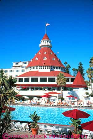 Stock Photo #9378: keywords -  architecture attraction california coronado del destination diego historic hotel hotels landmark landmarks old outdoor outside pool pools resort resorts roof roofs san shape shapes summer swim swimming tourist tradition traditional travel vacation vert