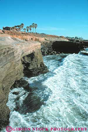 Stock Photo #9400: keywords -  area california cliff cliffs coast coastal crash diego dissolve erode eroded eroding erosion force formation geologic geological geology of power san sea seashore sediment sedimentary sedimentation sediments shore shoreline soft soil splash steep strata stratum surf vert water wave waves