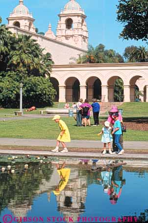 Stock Photo #9416: keywords -  along balboa california children city diego municipal park parks pond public reflect reflection san summer vert walk