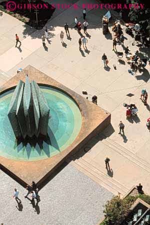 Stock Photo #9425: keywords -  aerial aerials building buildings california center city concourse dail diego downtown elevated fountain plaza plazas san square street streets urban vert view