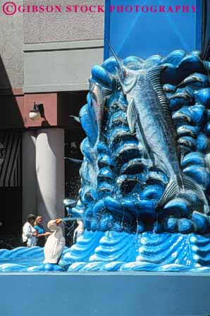 Stock Photo #9428: keywords -  blue building buildings california center city diego downtown horton jimenez obelisk plaza san sculpture sculptures street streets urban vert