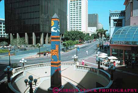 Stock Photo #9429: keywords -  building buildings california center city diego downtown horton horz lyceum obelisk plaza san sculpture sculptures street streets urban