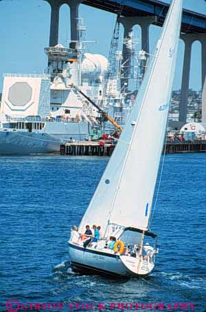 Stock Photo #9469: keywords -  boat boating boats california cities city diego energy leisure navy near recreation sail sailboat sailing san ship ships sport sports summer vert wind yard