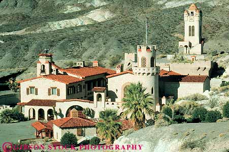 Stock Photo #12294: keywords -  architecture arid building california castle climate death desert deserts dry elaborate habitat home horz hot house isolated mansion mansions national ornate park parks remote scottys solitude sunny valley valleys warm