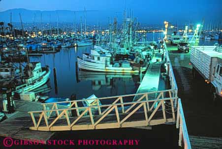 Stock Photo #9865: keywords - barbara boat boats california coast coastal dusk harbor harbors horz lighting lights marina marinas marine maritime ocean saltwater santa sea seashore shore water wharf wharfs