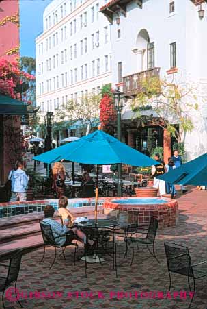Stock Photo #9879: keywords -  barbara cafe cafes california evening mall malls nuevo paseo people plaza plazas relax relaxed relaxing santa town towns vert warm