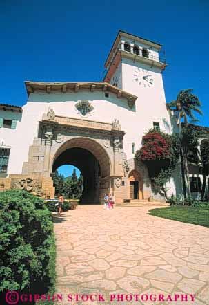 Stock Photo #9883: keywords - architecture barbara building buildings california county court courthouse courthouses design flagstone government house municipal public santa sidewalk spanish style vert walkway