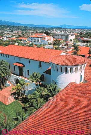Stock Photo #9887: keywords -  architecture barbara building buildings california county court courthouse courthouses design government house municipal pattern patterns public red roof roofs santa spanish style tile tower tradition traditional vert view