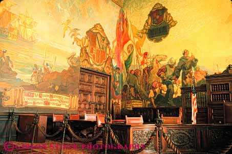 Stock Photo #9889: keywords - architecture art arts barbara building buildings california county court courthouse courthouses design government historic horz house in interior interiors municipal mural murals public santa spanish style wall