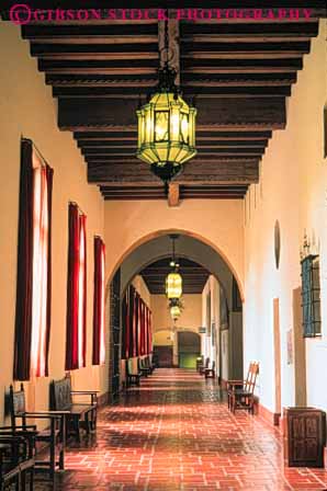 Stock Photo #9890: keywords - arch arches architecture barbara building buildings california county court courthouse courthouses design government hall hallway house in interior interiors municipal public santa spanish style vert