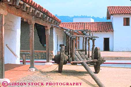 Stock Photo #9899: keywords - adobe adobes american architecture barbara building buildings california cart carts de design el exhibit historic history horz ox presidio santa site sites spanish style