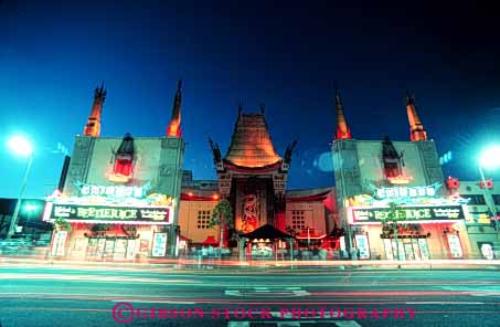 Stock Photo #8385: keywords -  angeles architecture california chinese distinctive famous historic hollywood horz icon landmark lights los manns night site theater tourist tourists traveler travelers unique unusual