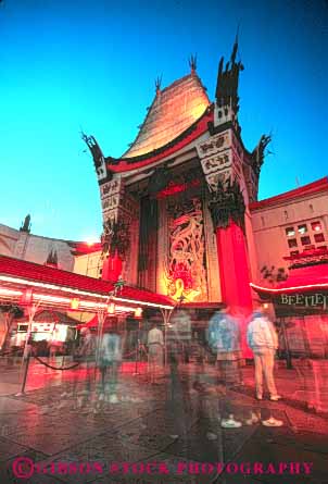 Stock Photo #8386: keywords -  angeles architecture california chinese distinctive famous historic hollywood icon landmark lighting los manns night site theater tourist tourists traveler travelers unique unusual vert