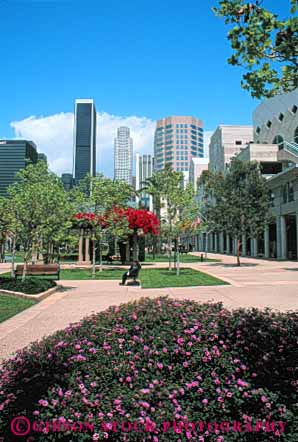 Stock Photo #8397: keywords - angeles california cities city cityscape cityscapes design downtown grand grass hope landscape landscaping lawn los modern open park skyline skylines space urban vert