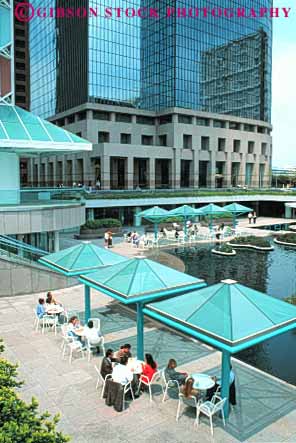 Stock Photo #8401: keywords -  angeles building buildings business california canopy center city core downtown los lunch people plaza urban vert