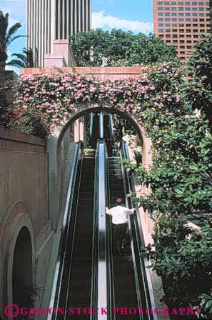 Stock Photo #8405: keywords -  achinery angeles automatic building buildings bunker california center city core downtown escalator escalators hill lift los m machine man stairs steps urban vert