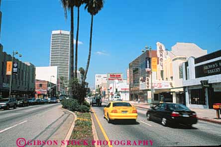Stock Photo #8416: keywords -  along angeles blvd building buildings california center city core downtown horz los magnificent mile road route street traffic urban wilshire