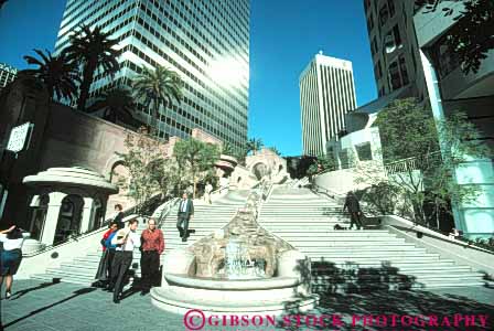 Stock Photo #8417: keywords -  and angeles building buildings bunker california center city core downtown fountain hill horz los steps urban