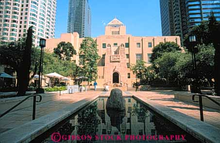 Stock Photo #8420: keywords -  angeles building buildings california center central city core downtown fountain gardens horz libraries library los maguire pond seen urban