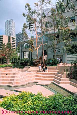 Stock Photo #8485: keywords -  angeles california cement concrete design fashion fountain institute la landscape landscaping los modern new outdoor outside people relax relaxed relaxes relaxing summer tier tiered vert