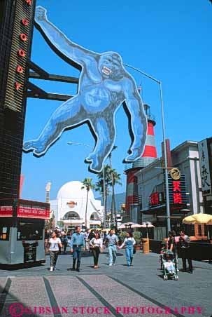 Stock Photo #8516: keywords -  an ape apes attraction big business california citywalk destination entertainment fiction fictional geles giant gorilla hollywood huge king kong los mall malls pedestrian pedestrians people plaza plazas retail shop shoppers shopping shops sign signs store stores studios summer tourist tourists travel traveler travelers universal usa vert walk walkers walking