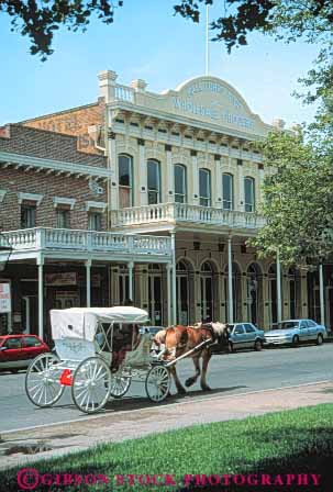 Stock Photo #7850: keywords -  america american architecture building buildings california carriage center cities city cityscape cityscapes downtown historic horse old sacramento tour town urban us usa vert west western