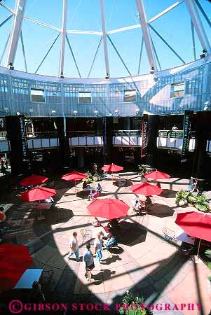 Stock Photo #11370: keywords -  air cafe california cities city commerce downtown mall malls modern new open plaza plazas sacramento shoppers shopping shops skylight skylights store stores umbrellas urban vert