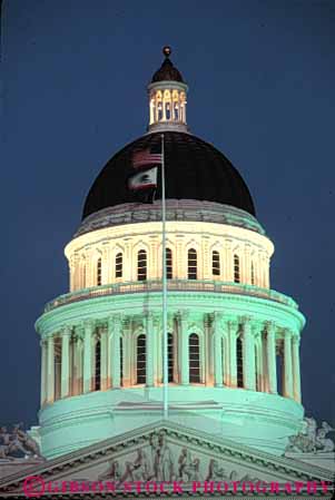 Stock Photo #7852: keywords -  america american architecture building buildings california capitol center cities city cityscape cityscapes dark dome downtown dusk evening lighting lights new night round sacramento state tall urban us usa vert